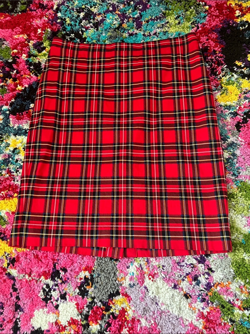 J. Crew Factory Red Plaid Pencil Skirt